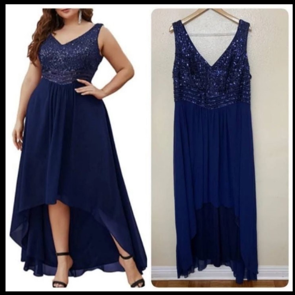 Ever-Pretty high low formal dress, navy blue, size 26